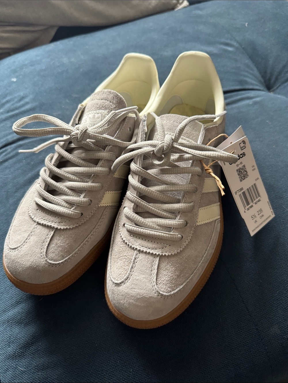 adidas Spezial Suede Low-Top Sneakers in Light Gray and Cream with Gum Sole
